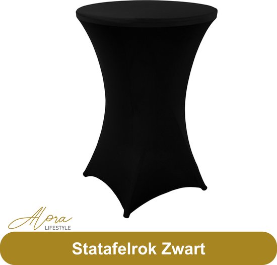 Zwarte statafelrok van Alora Lifestyle, met de tekst "Statafelrok Zwart".