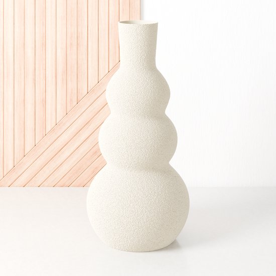 Fleuriek - Grote vaas Beige - H50 cm - Hoge bolvaas voor binnen of als decoratieve bloemenvaas, gekleurde ronde vaas van bio-kunststof - Vaas structuur