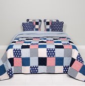 Clayre & Eef Bedsprei Blauw Sterren - Stars en Stripes - 1 persoons (180x260)