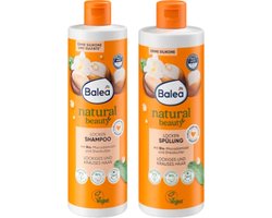 Balea Natural Beauty Curl Shampoo + Conditioner | 400 ml & 350 ml Combi-verpakking | Vegan Shampoo & Conditioner voor krullend haar - Met Bio-Macademia-olie & Sheabutter