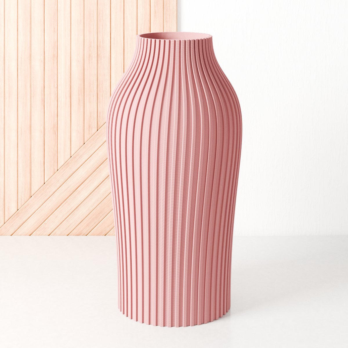 Fleuriek - Vaas Roze - H40 cm - Vaas voor zijdenboeket of droogbloemen - Cadeau voor haar - Duurzame tafeldecoratie van gerecycled plastic - Strakke moderne vaas