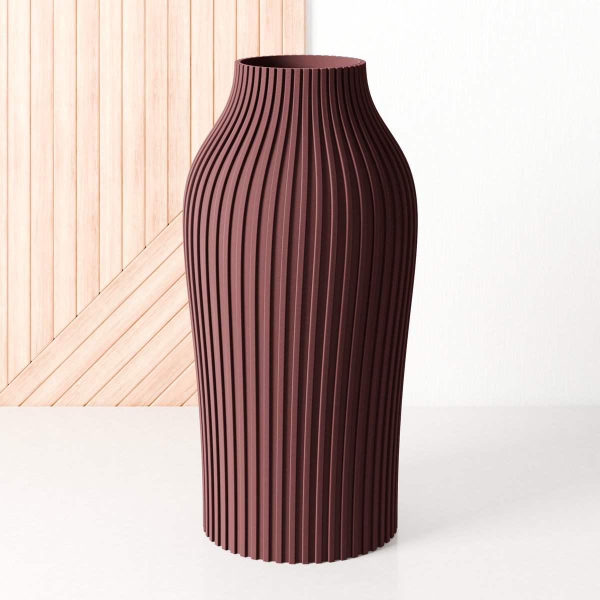 Fleuriek - Grote Vaas Rood - H50 cm - Vaas voor zijdenboeket of droogbloemen - Cadeau voor haar - Duurzame tafeldecoratie van gerecycled plastic - Strakke moderne vaas