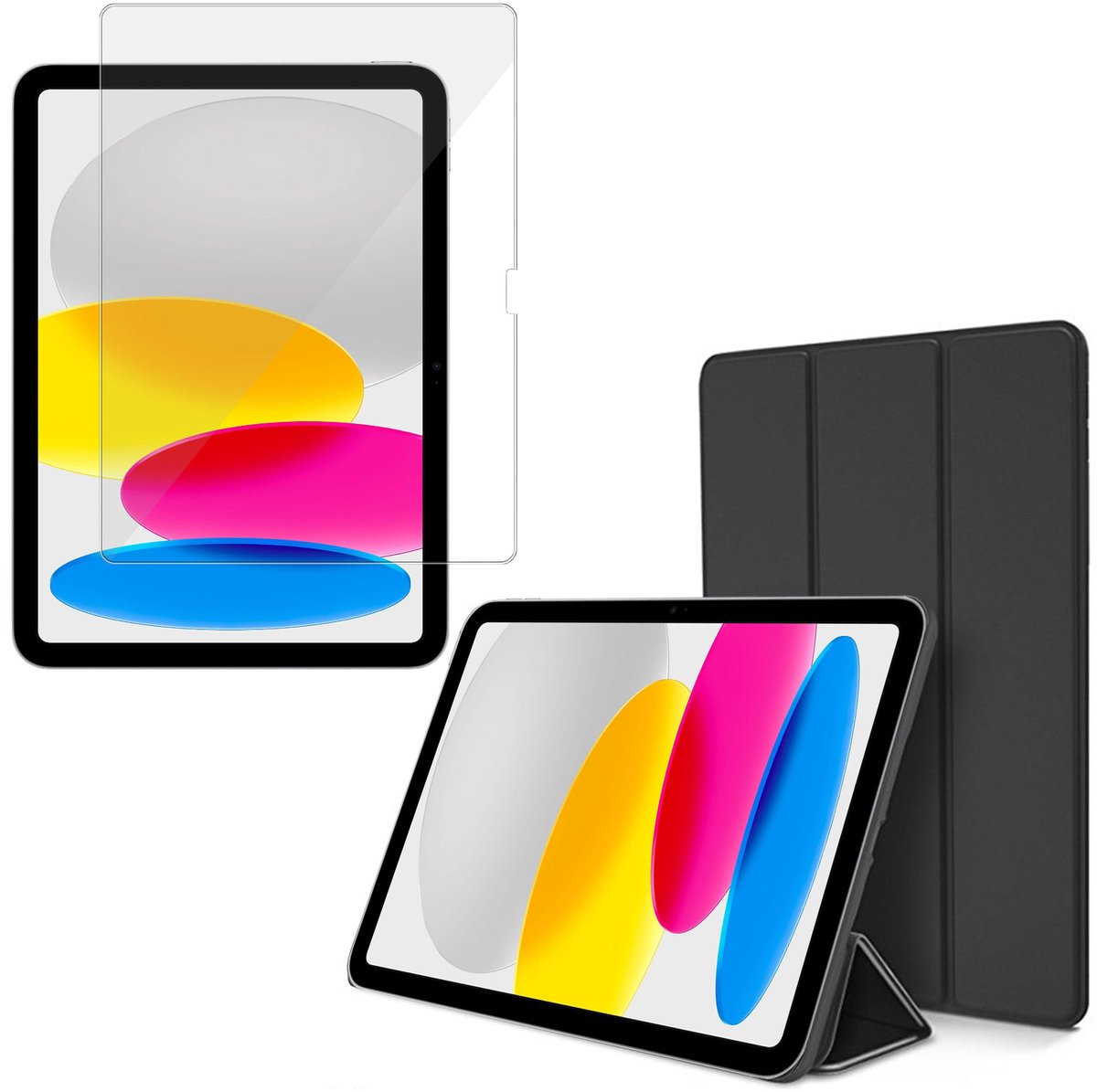 ChiGuard Hoesje & Screenprotector geschikt voor Apple iPad 2025 (A16) & 2022 10.9 10e Gen Hoesje – Gehard Glas - Shock Proof Hoesje – Smart Cover - Zwart