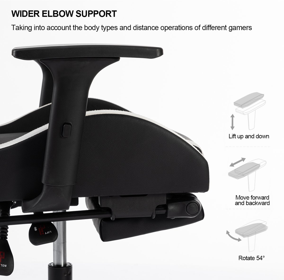 Afbeelding 2 van FOXSPORT Gamestoel - Gaming Chair - Ergonomisch - Verstelbaar - Met lendensteun en hoofdsteun - Met voetsteun - Bureaustoel - Racing -Wit/Zwart