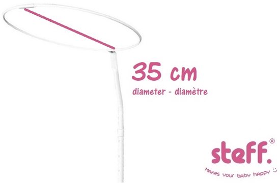 Stefano fashion - Piekstok - Hemelstaaf - Verstelbare hoogte - 150 cm tot 185 cm - vierkante voet - Wit - universele maat voor ronde sluier — afbeelding 5