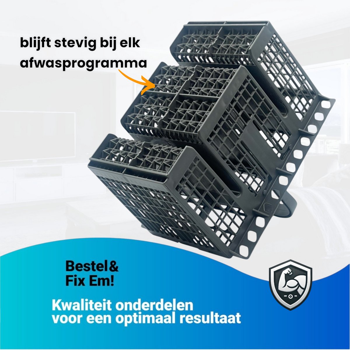 Fixem® -Geschikt voor Whirlpool, Bauknecht, Indesit - Vaatwasser bestekbak - bestekmand - 210x162x220mm - 8 Vakken - 482000023046 488000386607 C00257140 C00262655 — afbeelding 4