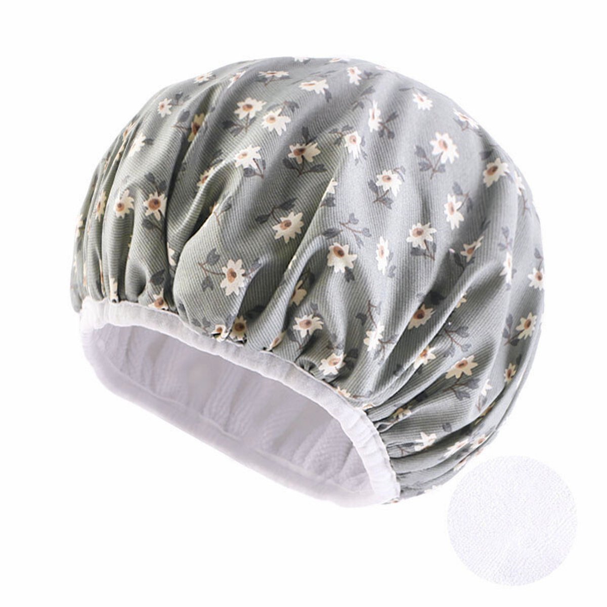 Jumada's - Douchemuts/badmuts - Haarcover - Waterdicht - Bloemetjes/Margrietjes - Groen/blauw
