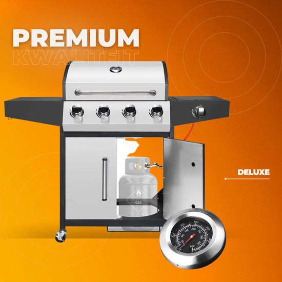 BBQ 5 in 1 - Barbecue op gas - Zilver - Thermostaat - Olievanger accessoires - Gasgrill met zijbrander — afbeelding 2