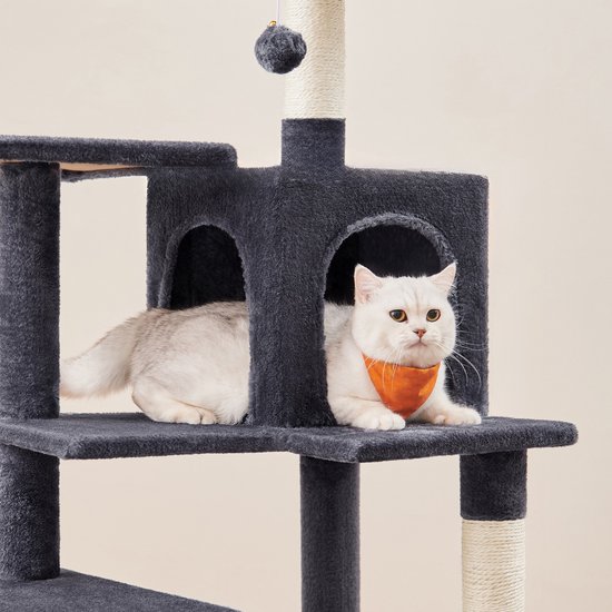 ACAZA Krabpaal - Krabpaal voor Grote Katten - Krabpaal voor Katten - 143 cm - Donkergrijs - Kattenkrabpaal - Kattenboom - Krabpalen - Kattenhuis