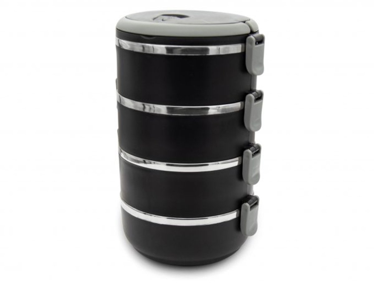 RVS Lunchbox 4-delig – Thermische Lunchbox & RVS Broodtrommel – Stapelbaar met Handvat