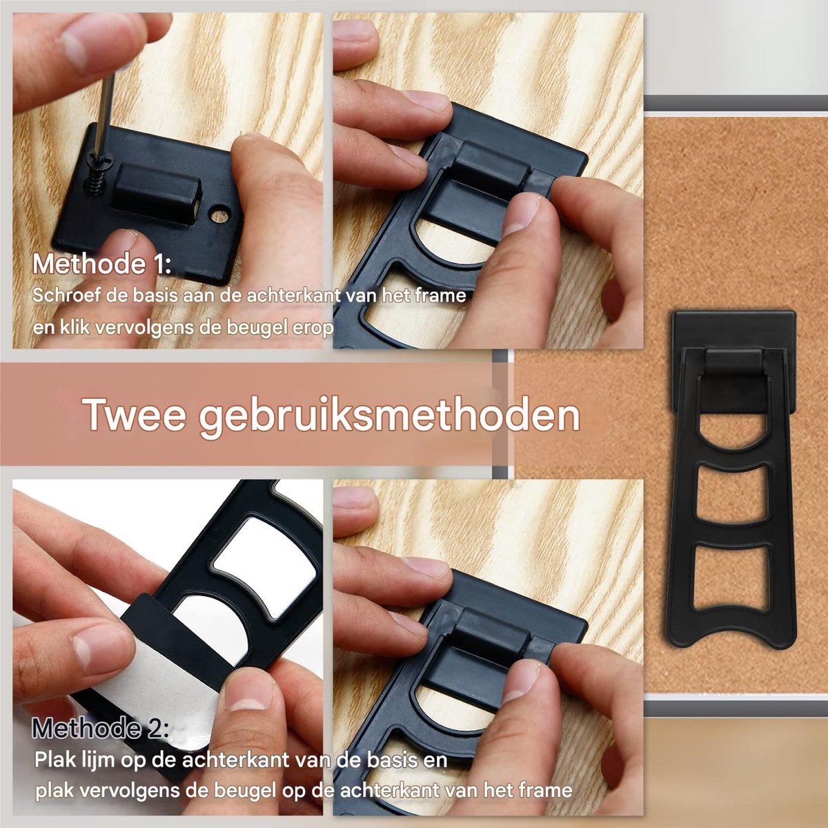 Operitacx Multi-Usage pour Cadre Photo Support Arrière 10 Pièces en Plastique Noir Empêche la Chute, pour Studios et Bureaux