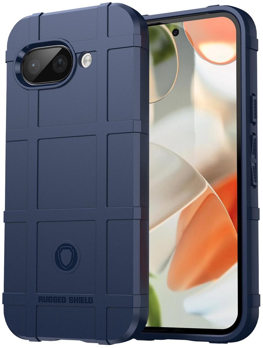 Mobigear Hoesje geschikt voor Google Pixel 9a Telefoonhoesje Flexibel TPU | Mobigear Rugged Shield Backcover Shockproof | Schokbestendig Pixel 9a Telefoonhoesje | Anti Shock Proof - Blauw