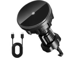 YONO Telefoonhouder Auto Magnetisch - Autohouder - Magnetische Oplader USB-C - geschikt voor Magsafe - Ventilatie Bevestiging - Zwart