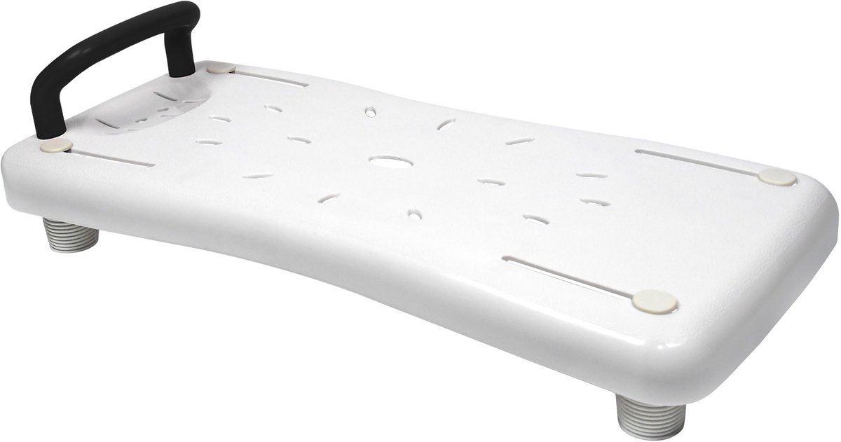 Aufun Badkuipzitje 70cm lang, Badkuipsit voor Senioren, Zitboard met Zeeprek en Handgreep, Stoel voor Badkamer, Zwart