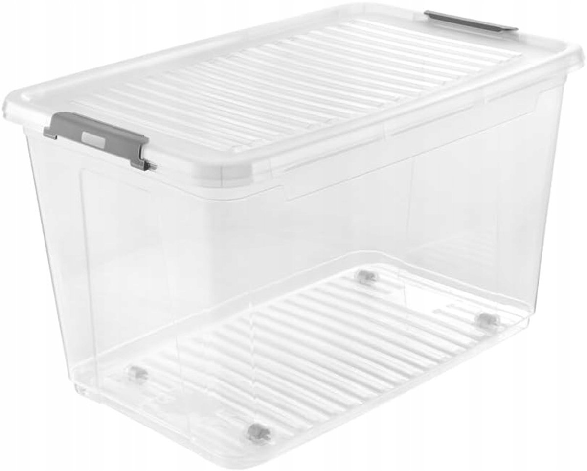 KEEEPER LEO Kunststof opbergbox met deksel en wieltjes 56 L – 59x38 cm