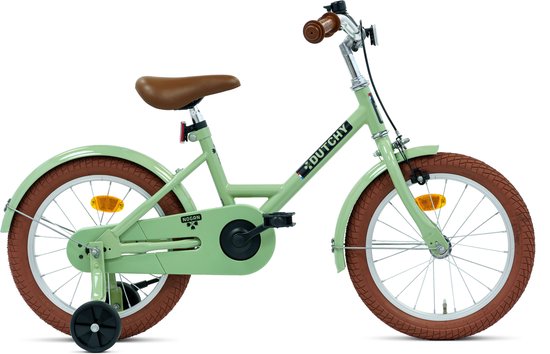 Nogan Dutchy Kinderfiets 16 Inch - Met Zijwieltjes - Verstelbaar Stuur & Zadel - Terugtraprem & V-Brake - Groen