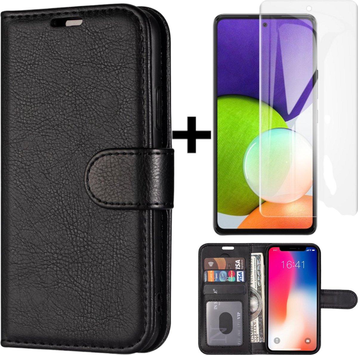 Hoesje Geschikt voor Apple iPhone 7/8+ Wallet case/book case hoesje kleur Zwart