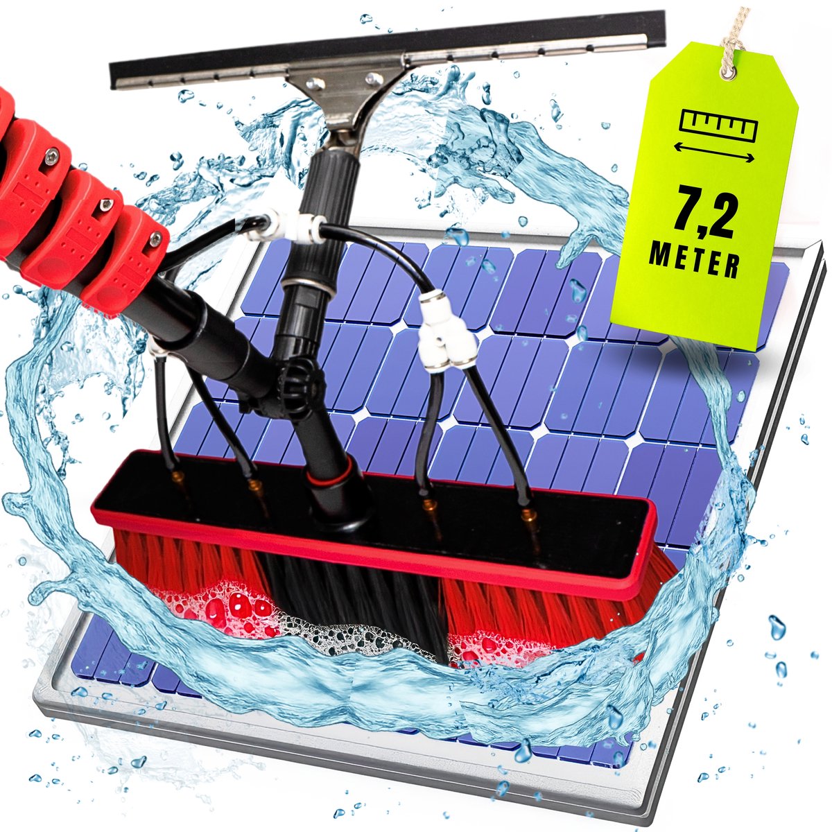 Goedkoopste Aqualitá® Telescoopsteel Ramenwassen 7,2M met Zeem - Ramenwasser Telescopisch - Zonnepanelen Reiniger - Glazenwasserset Telescoopsteel met Waterdoorvoer - Telescopische wasborstel - Telescoop Borstel Set met Zeepdispenser voor Ramen Wassen