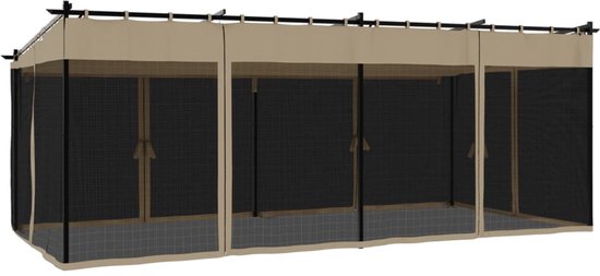Gazebo avec parois latérales grillagées 6x3 m acier taupe