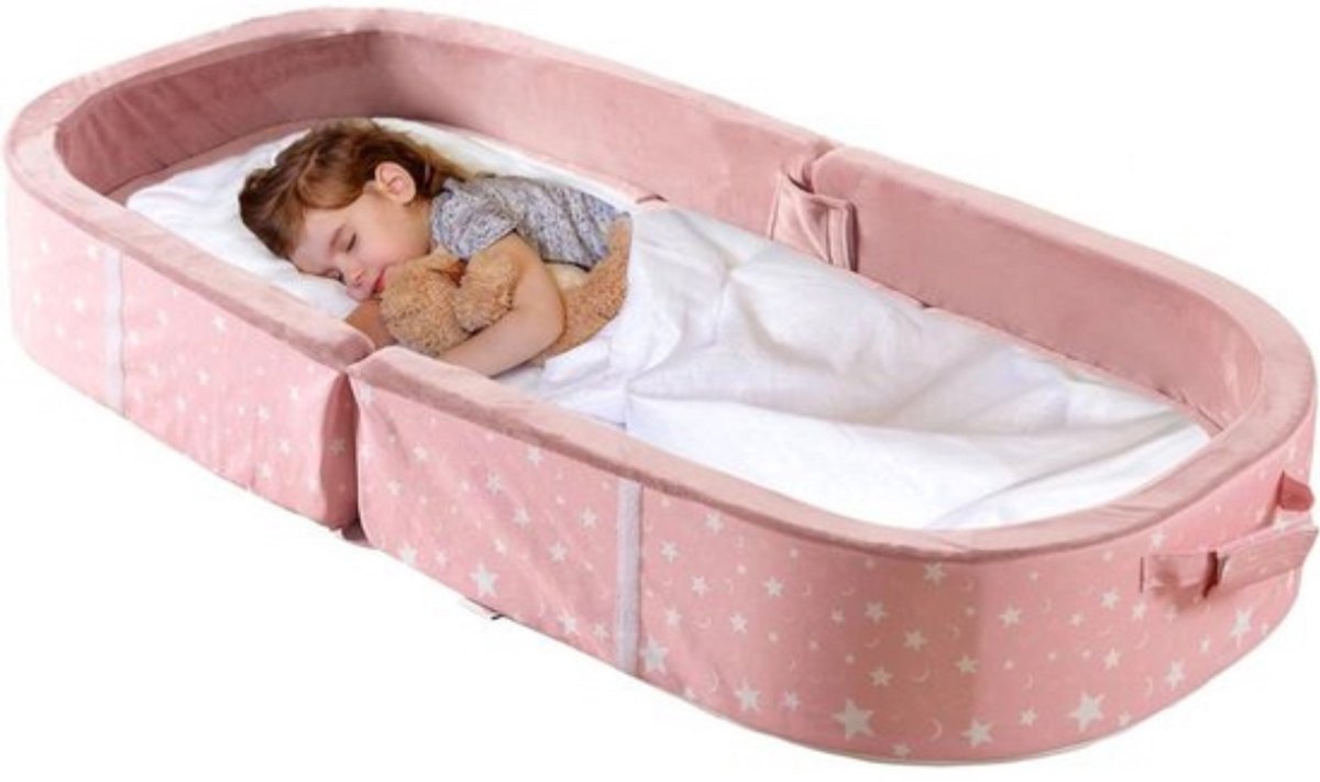 Thuys – Grondbed – Huisbed – Met Lattenboden – Opvouwbaar – 2 in 1 Design – Extra Safe – Veilige Materialen – Roze