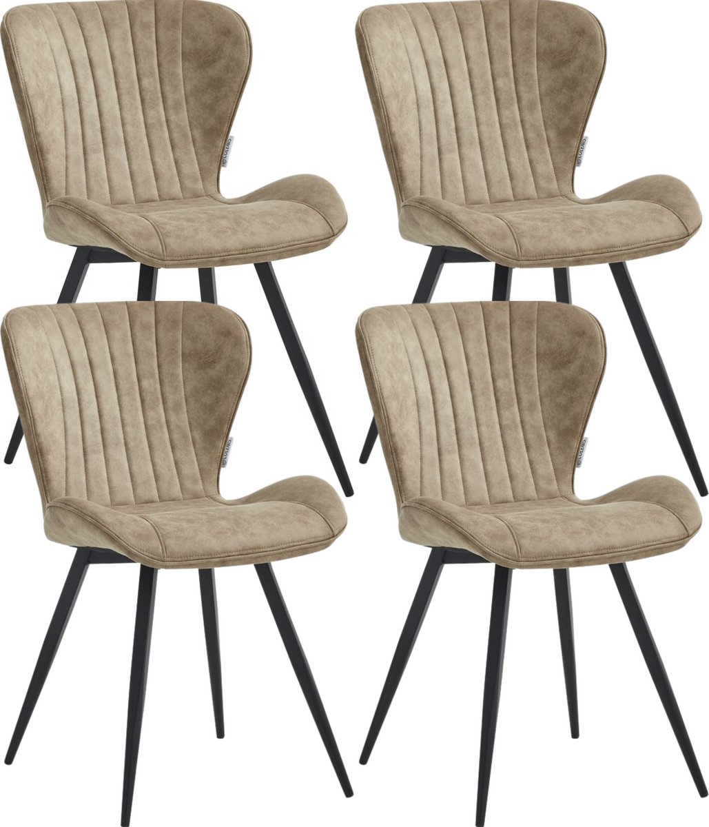 Colenis® - Star Eetkamerstoel - Set van 4 - Sand - Microvezel - Microfiber - Industrieel - Design - Eetkamerstoelen - Stoel