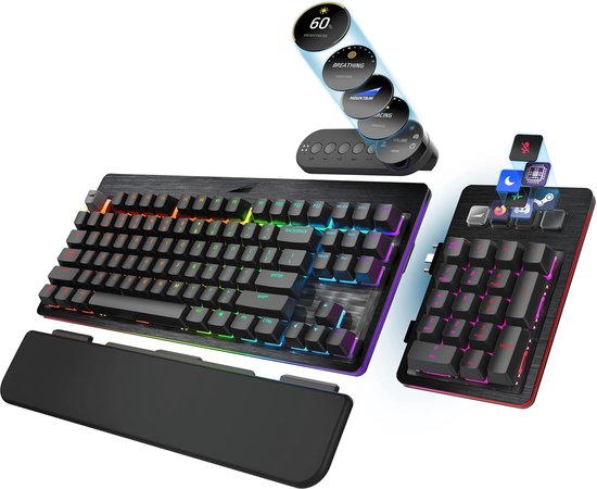 Mountain Everest Max RGB Gaming Keyboard – Modulaire Mechanische Gaming Toetsenbord – Duits QWERTZ Toetsenbord – Verwisselbare en Verplaatsbare Toetsen – USB