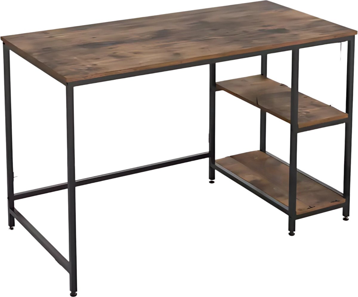 Bolt Edge Bureau met open opbergplanken - Multifunctioneel schraagbureau voor thuiskantoor en studiowerkstation - Bruin - 120x60 cm