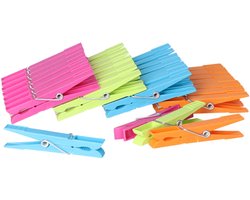 Wasknijpers - 32x stuks - gekleurde knijpers / wasspelden - Kunststof - wasgoed ophangen