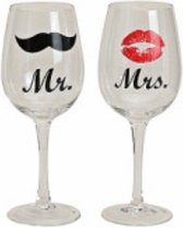 Wine glass ''Mr. & Mrs.'' Set van 4 wijnglazen (2x2)