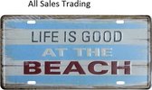 METALEN WANDBORD VAKANTIE LIEFDE STRAND IBIZA RECLAMEBORD MUURPLAAT VINTAGE RETRO WANDDECORATIE TEKST DECORATIEBORD RECLAME NOSTALGIE ART  30x15 cm life good nr 988