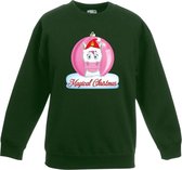 Kersttrui met roze eenhoorn kerstbal groen voor meisjes 5-6 jaar (110/116)