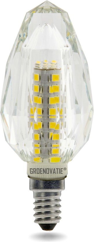 Groenovatie LED Crystal - Lampe à bougie - 3W - Blanc chaud - Raccord E14 - 89x35 mm - Transparent