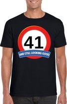 Verkeersbord 41 jaar t-shirt zwart heren L