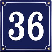 Emaille huisnummer blauw nr. 36