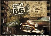 Route 66 Drive & Eat Metalen Postcard 10 x 14 cm.