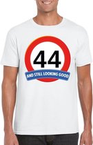 Verkeersbord 44 jaar t-shirt wit heren L