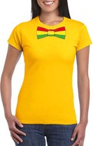 Geel t-shirt met Limburgse vlag strik voor dames M