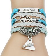 Fako Bijoux® - Multi Armband - Dream Cupido Vliegtuig - Lichtblauw/Wit