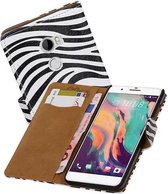 Zebra Bookstyle Wallet Case Hoesjes voor HTC X10 Wit
