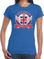 Blauw United Kingdom drinking team t-shirt / t-shirt blauw dames - Engeland kleding M
