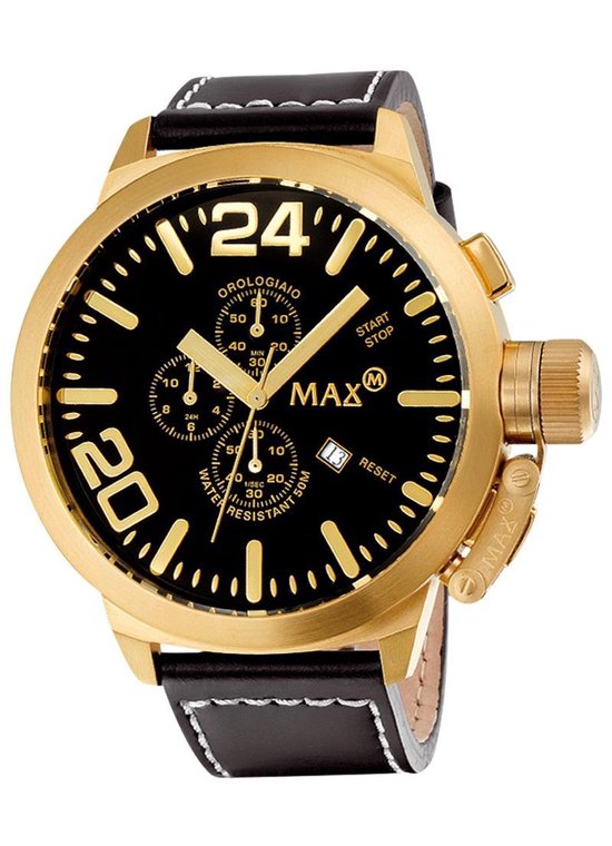 Max 5 -MAX323 - Horloge - Leer - Zwart - 47 mm