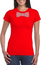 Rood t-shirt met geblokte Brabant strik voor dames XS