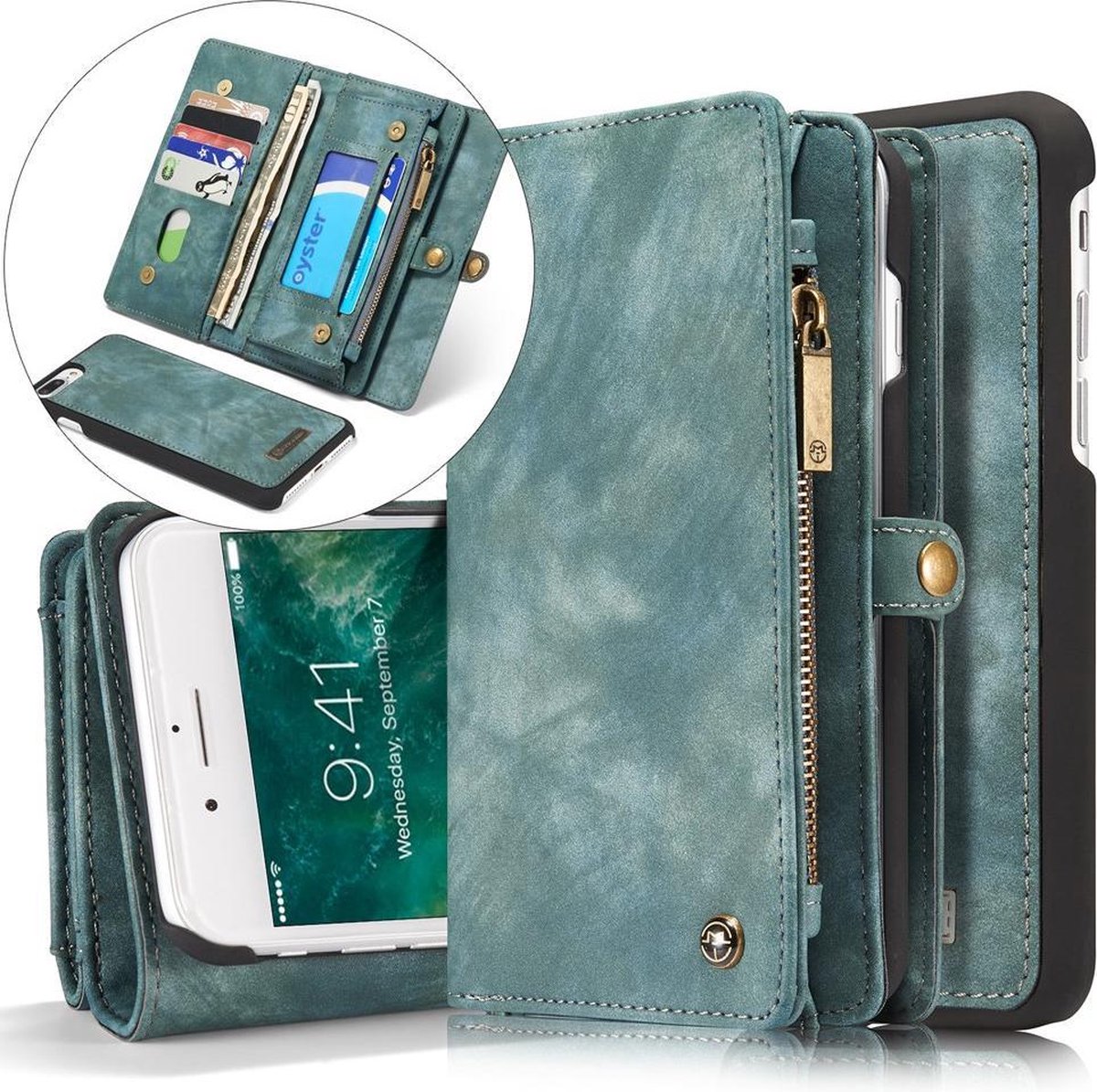 Caseme Luxe Leren Wallet iPhone X - Blauw