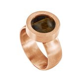 Quiges RVS Schroefsysteem Ring Rosékleurig Mat 18mm met Verwisselbare Tijgersoog Bruin 12mm Mini Munt