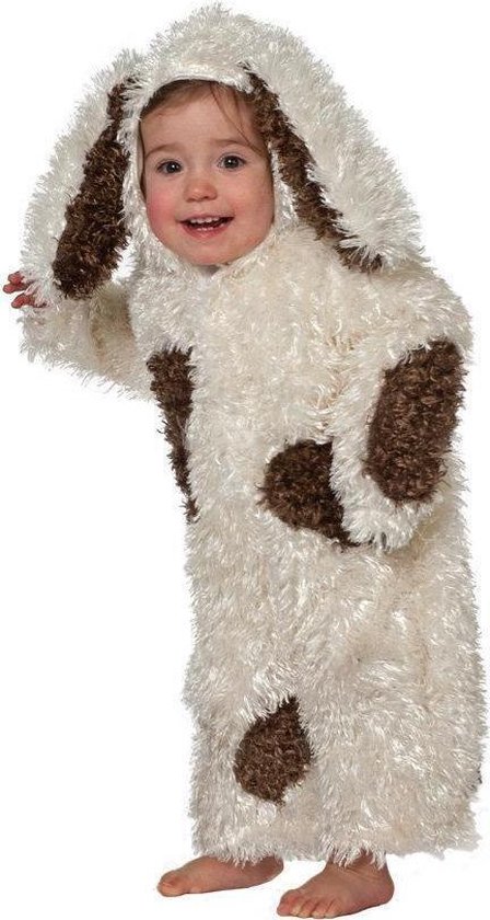 Carnavalskleding dierenpak Honden pak wit met bruin kind Maat 92 | bol.com