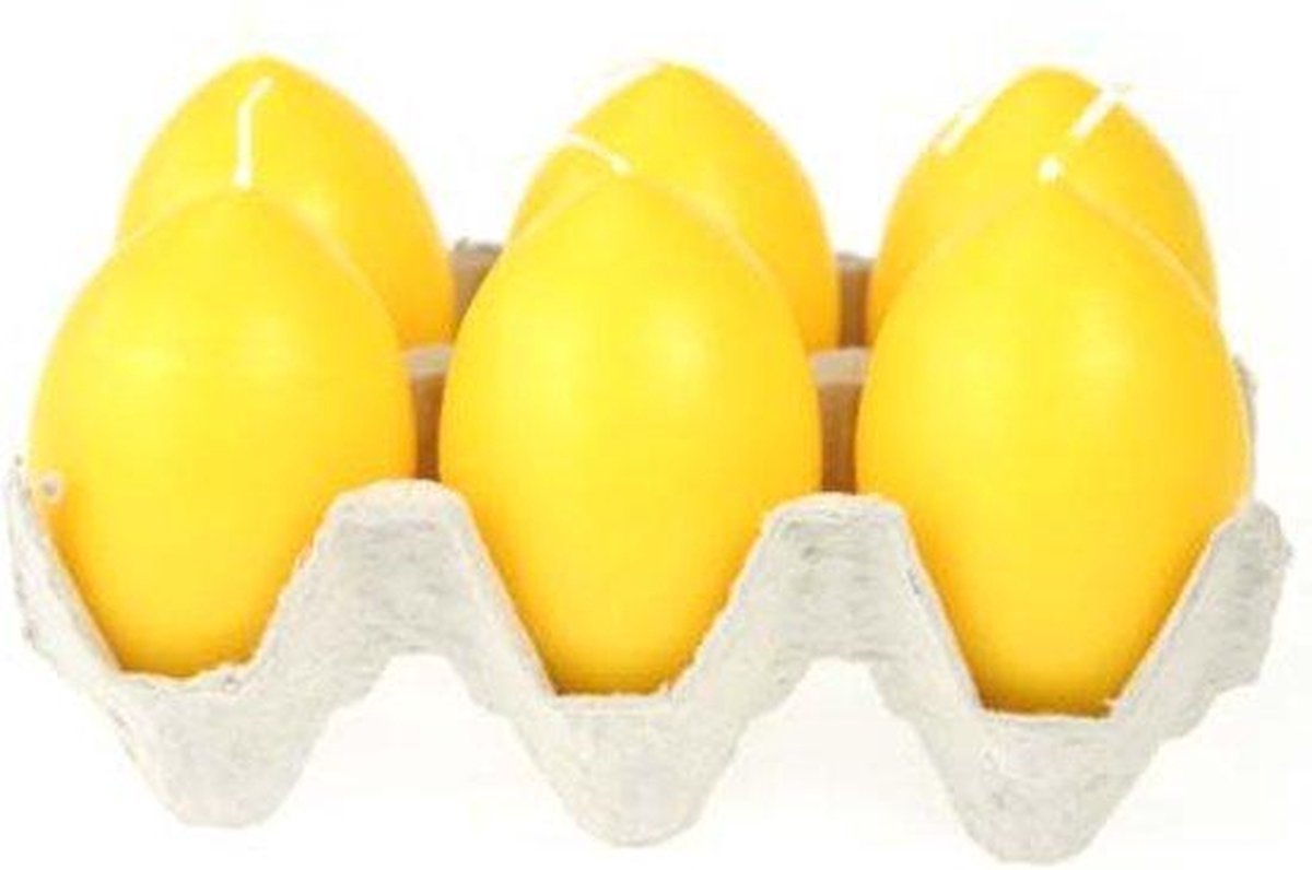 Cosy&Trendy Paas kaars in vorm van een ei geel (6 stuks)
