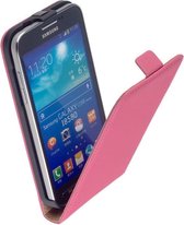 LELYCASE Flip Case Lederen Hoesje Samsung Galaxy Core Advance i8580 Roze
