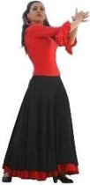 Spaanse Flamenco Rok - Zwart Rode Rand - Maat S - Volwassenen - Verkleed Rok