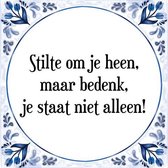 Tegeltje met Spreuk (Tegeltjeswijsheid): Stilte om je heen, maar bedenk, je staat niet alleen! + Kado verpakking & Plakhanger