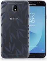 Geschikt voor Samsung Galaxy J7 2017 | J7 Pro TPU siliconen Hoesje Design Leaves Blue